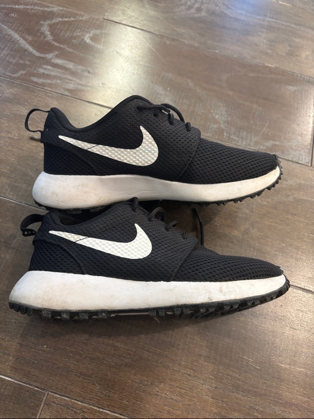 Nike Kids Golf Shoes Black Mesh Sneakers with White Swoosh